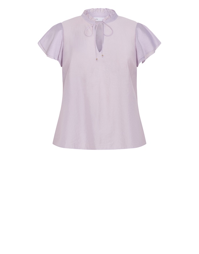 City Chic - Plus size Dakota Flutter Sleeve Top - lilac