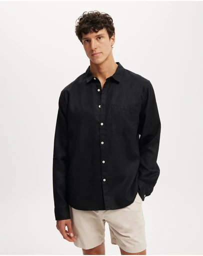 Cotton On - Relaxed Linen Long Sleeve Shirt
