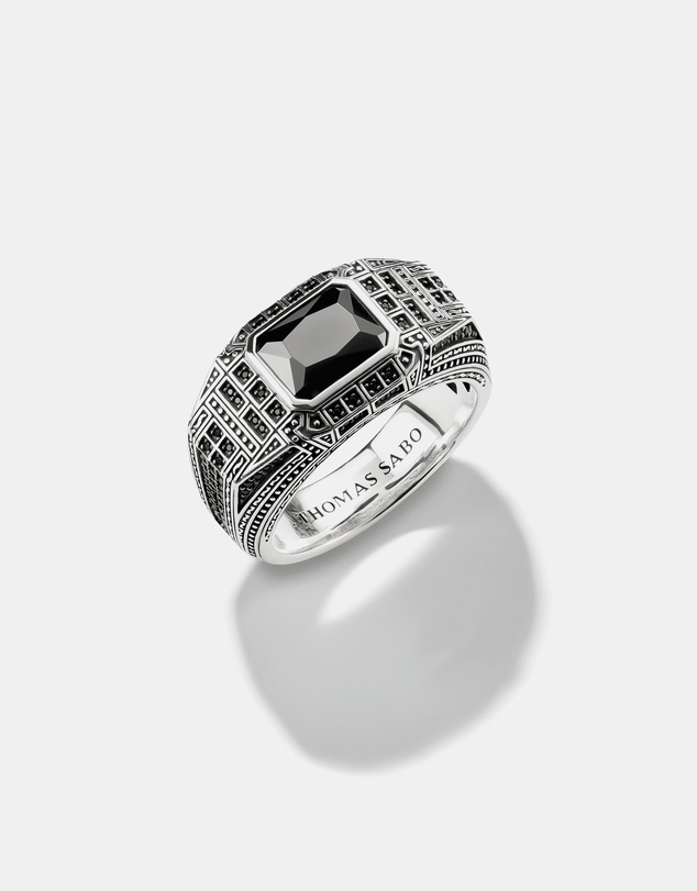 THOMAS SABO - THOMAS SABO Signet Ring with Onyx and Black Stones