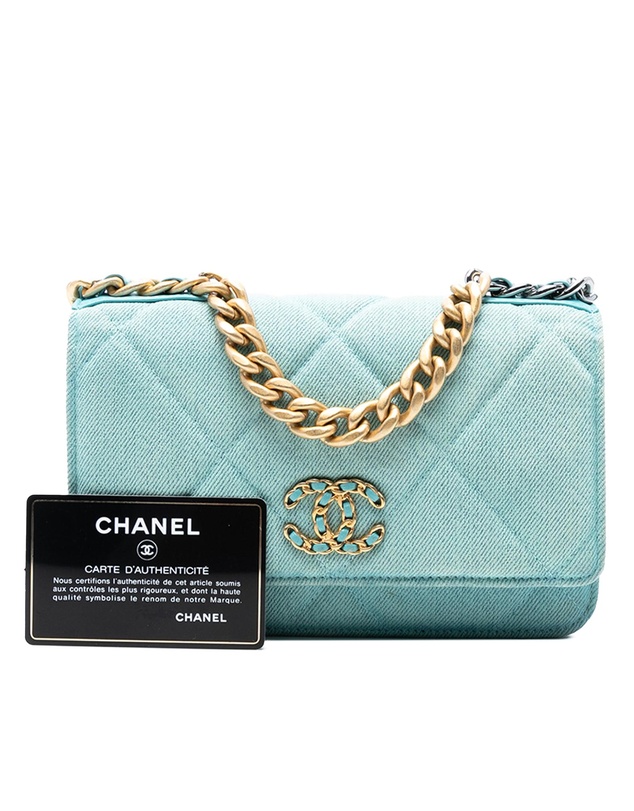 Pre-Loved by Azura Reborn - Pre-Loved Denim 19 Flap Wallet On Chain