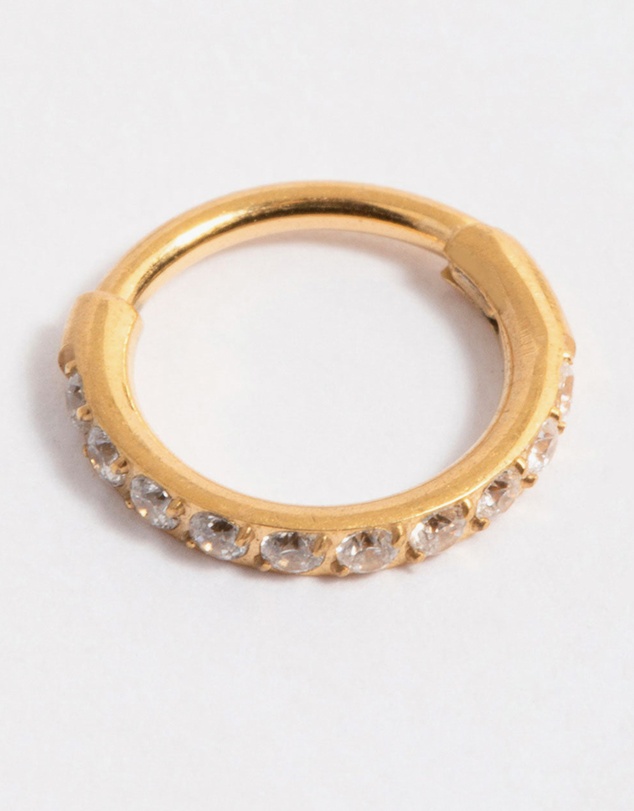 Lovisa - Titanium Single Half Cubic Zirconia Clicker Ring 6mm
