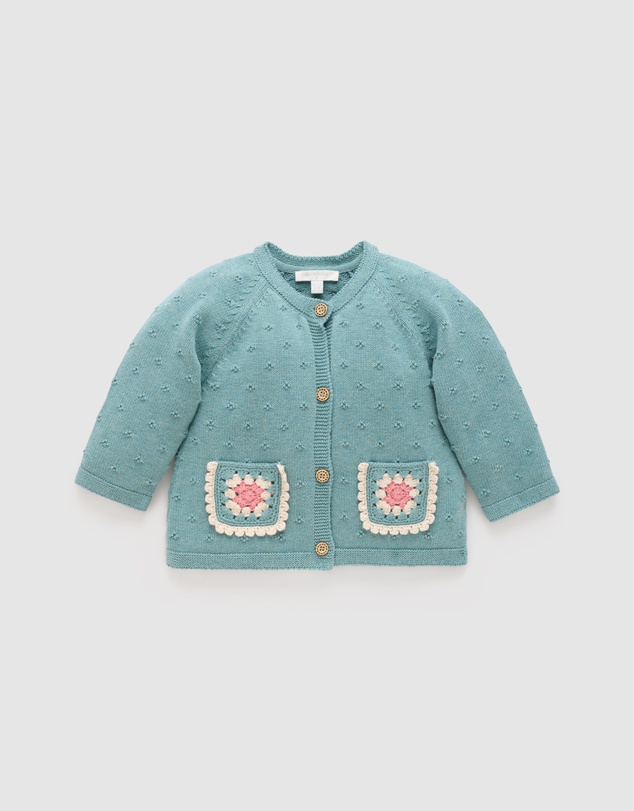 Purebaby - Crochet Pocket Cardigan -Kids-Babies