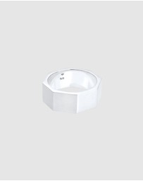 Kuzzoi - ICONIC EXCLUSIVE - Ring Mens Band Octagon Hexagon in 925 Sterling Silver