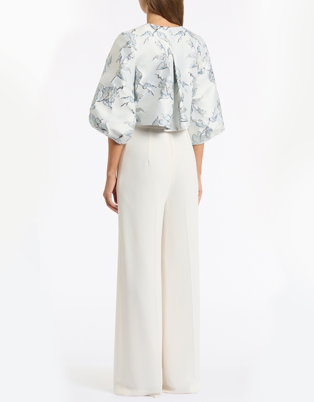 Carla Zampatti - Ivory Crepe High Waisted Wide Leg Pant