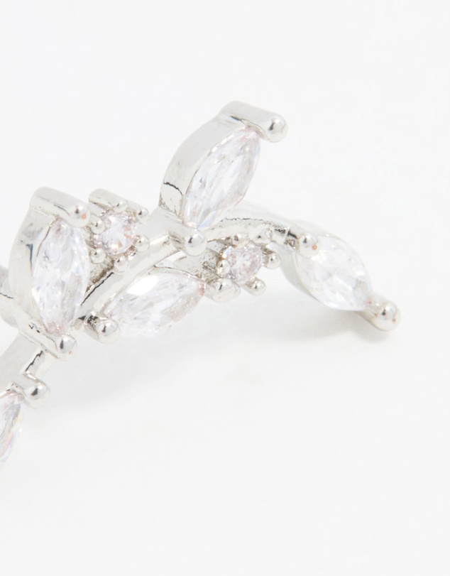 Lovisa - Stainless Steel Cubic Zirconia Curved Vine Single Flat Back Stud