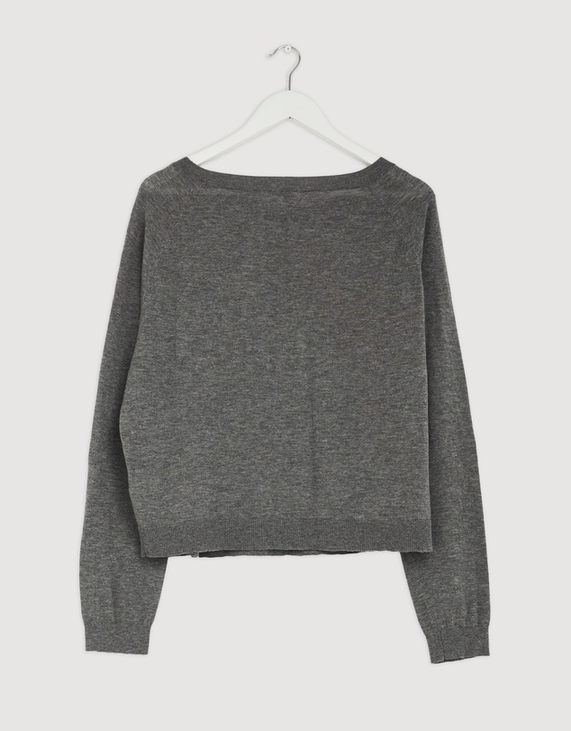 Revibe - Repaired AERE Asha Semi-Sheer Merino Wool Henley Top - AU 16