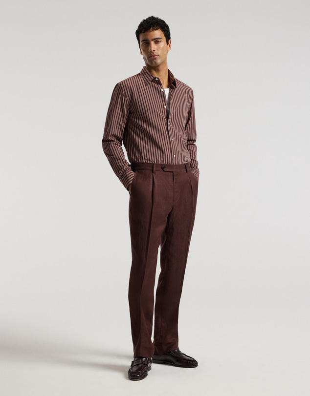 Calibre - Tailored Shadow Stripe Shirt Bourbon