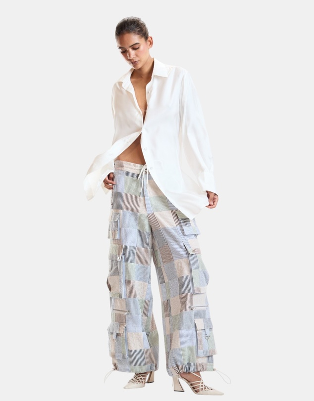 Cynthia Rowley - Seersucker Madras Cargo Pants