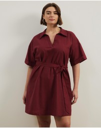Atmos&Here Curvy - Britt Linen Blend Belted Mini Dress