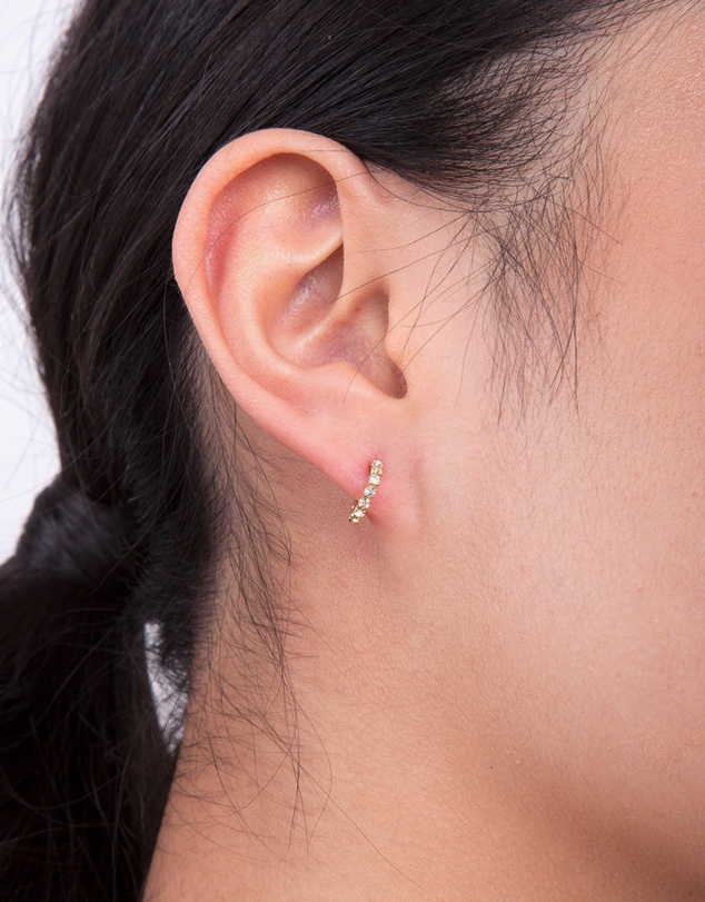 Lovisa - Gold Plated Sterling Silver Mini Cubic Zirconia Open Hoop Earrings