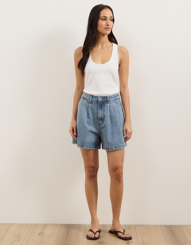 Atmos&Here - Devon Pleated Denim Shorts