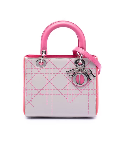 Pre-Loved by Azura Reborn - Pre-Loved Medium Tricolor Lambskin Macrocannage Stitched Lady Dior