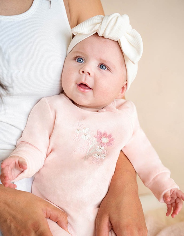 Bebe by Minihaha - Fern Velour Embroidered Zip Onesie - Babies