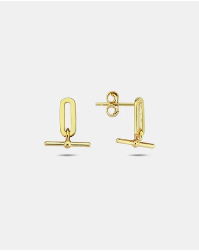 Zoe Olivia - 9K Gold T-Bar Stud Earrings