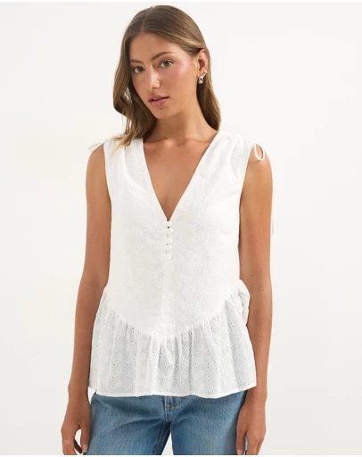 Atmos&Here - Tamara Sleeveless Broderie Fashion Top