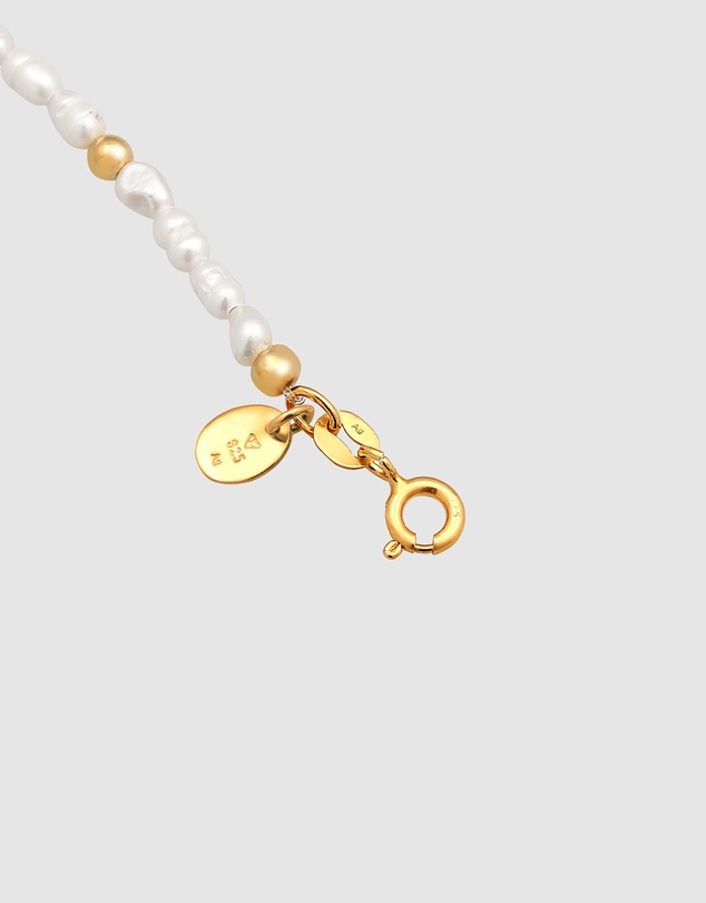 Elli Jewelry - Freshwater Pearl Sun Anklet in Gold-Plated 925 Silver