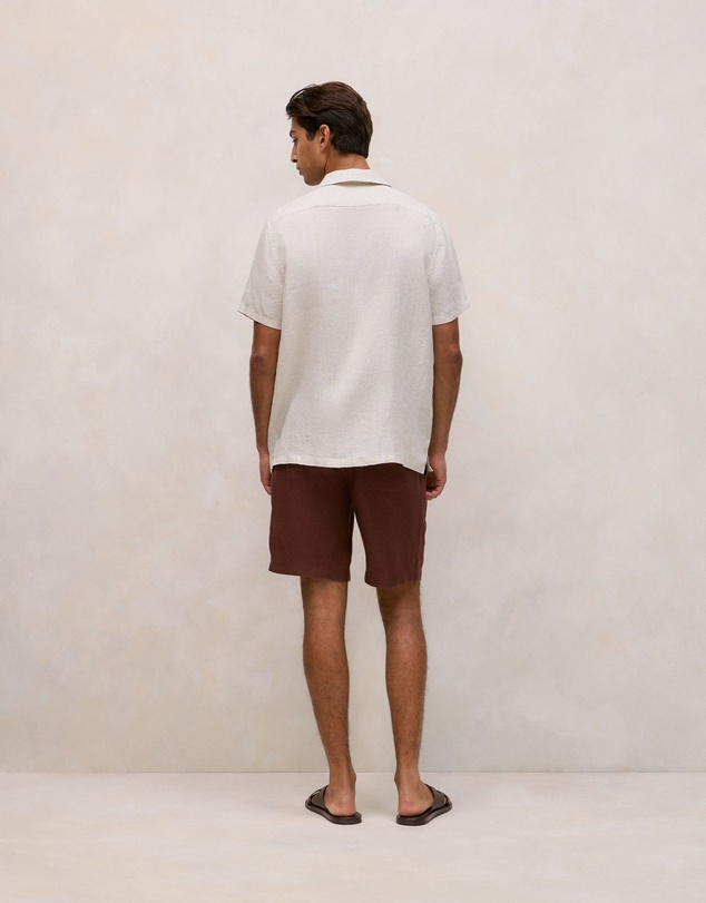 Trenery - Linen Pocket Detail Short Sleeve Shirt in Flax