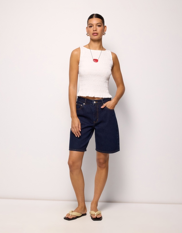 AERE - Callie Cotton Shirred Top