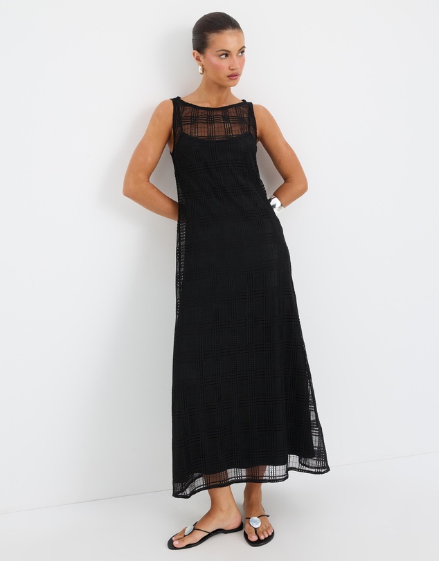 Calli - Selene Sheer Check Midi Dress