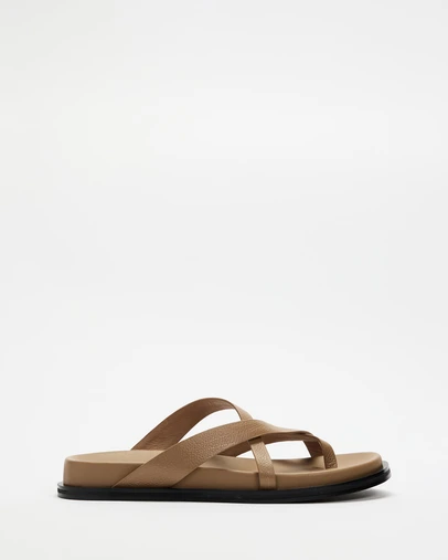 AERE - Roxy Leather Crossover Footbed Sandals - Women's