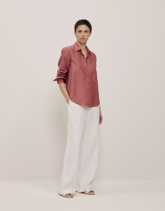 Trenery - End On End Linen Classic Shirt in Russet