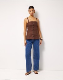 AERE - Gia Button Front Linen Cami