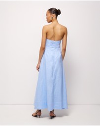 AERE - Cova Pleat Trim Linen Midi Dress
