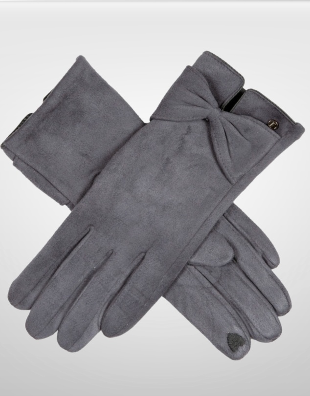 DENTS - Touchscreen Faux Suede Gloves with Bow Winter Warm