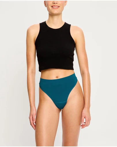 Modibodi - Modicomfort Seamless Hi Waist Period Underwear Thong Light Absorbency