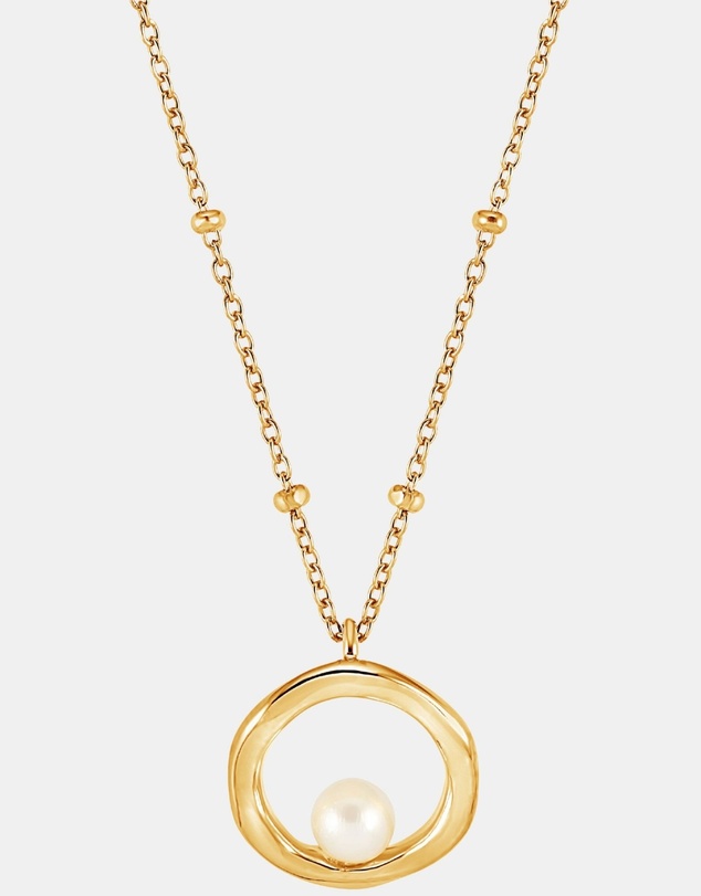 Dower & Hall - Women's Open Circle & White Pearl Waterfall Pendant In Gold Vermeil