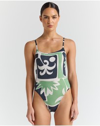 Poolside Paradiso - Beachcomber Singlet One Piece Swimsuit - Palm