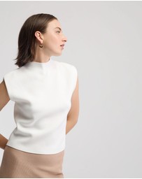 Oxford - Pepper Knitted Funnel Collar Top