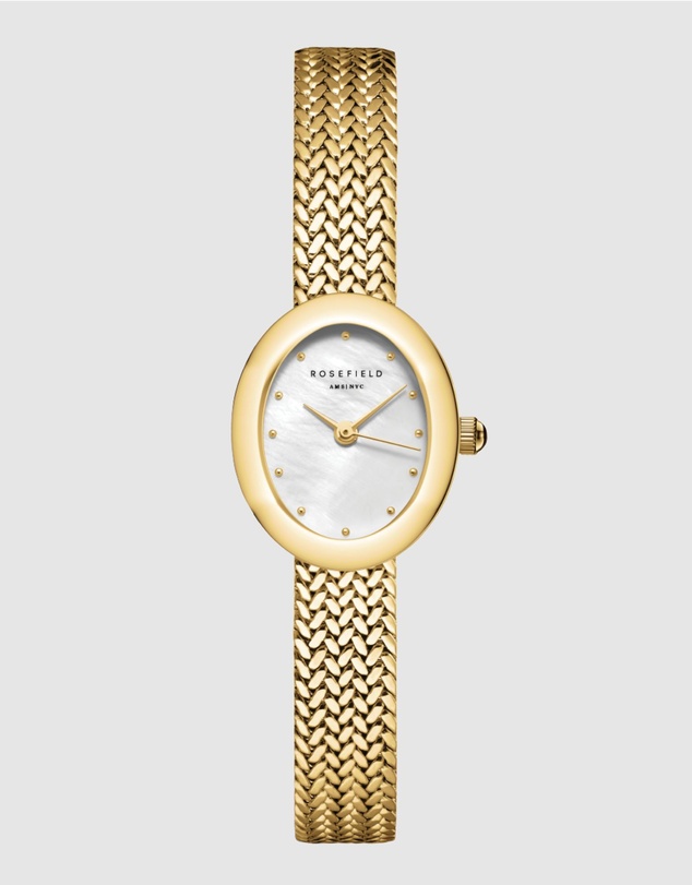 Rosefield - Mini Oval Gold-Tone Woven Mesh Watch
