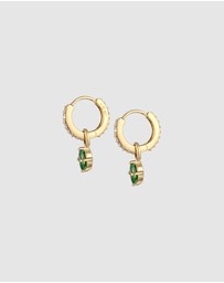 Elli Jewelry - Earrings Creole with Oval Zirconia 925 Sterling Silver Gold-plated