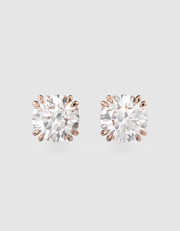 Swarovski - Stilla stud earrings, Round cut, White, Rose gold-tone plated