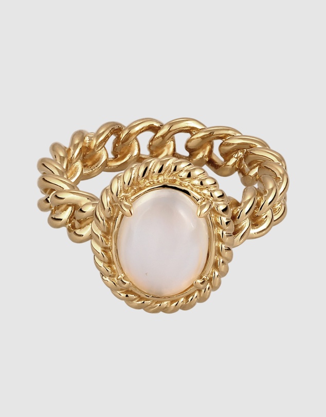 Elli Jewelry - Vintage Moonstone Ring in Gold-Plated 925 Silver