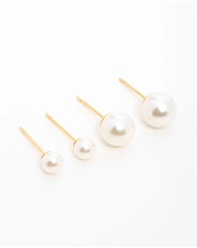 Lovisa - Gold Plated Surgical Steel Pearl Stud Earrings 2-Pack