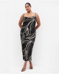 City Chic - Sadie Print Slip Dress - Black