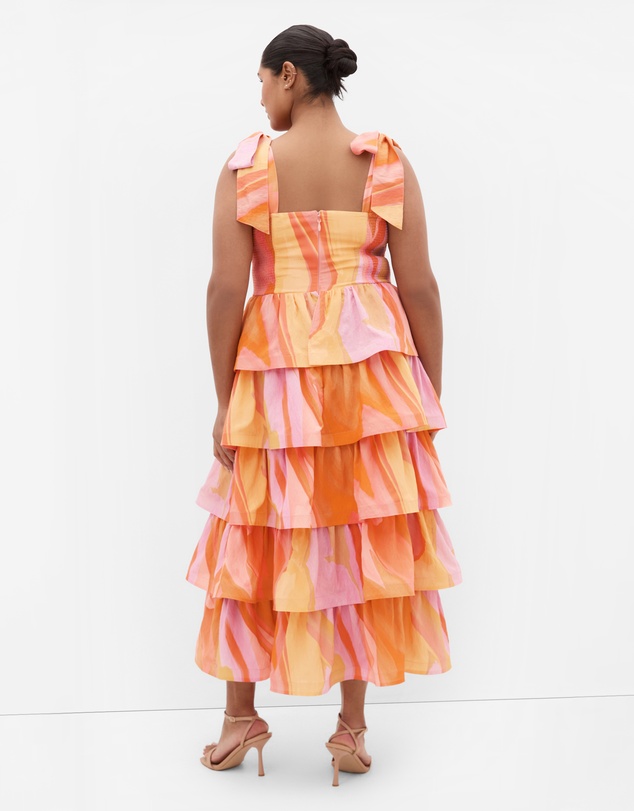City Chic - Elina Print Tier Maxi Dress - Light Peach