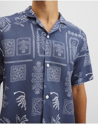 Country Road - Short Sleeve Tencel Linen Stamp Print Shirt