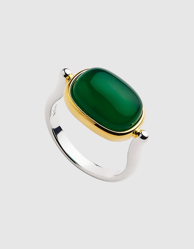 Najo - Fleur Yellow Gold Green Onyx Ring