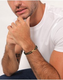 Kuzzoi - ICONIC EXCLUSIVE - Bracelet Men Oval Nylon in 925 Sterling Silver Gold Plated