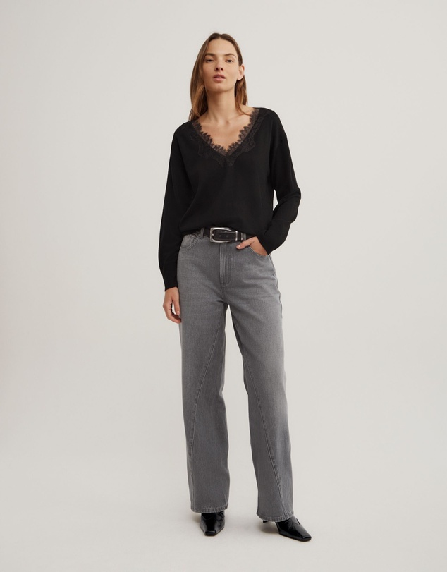 Witchery - Lace Detail V-neck Knit