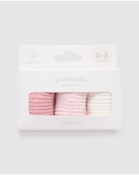 Purebaby - 3 Pack Rib Socks -Kids-Babies