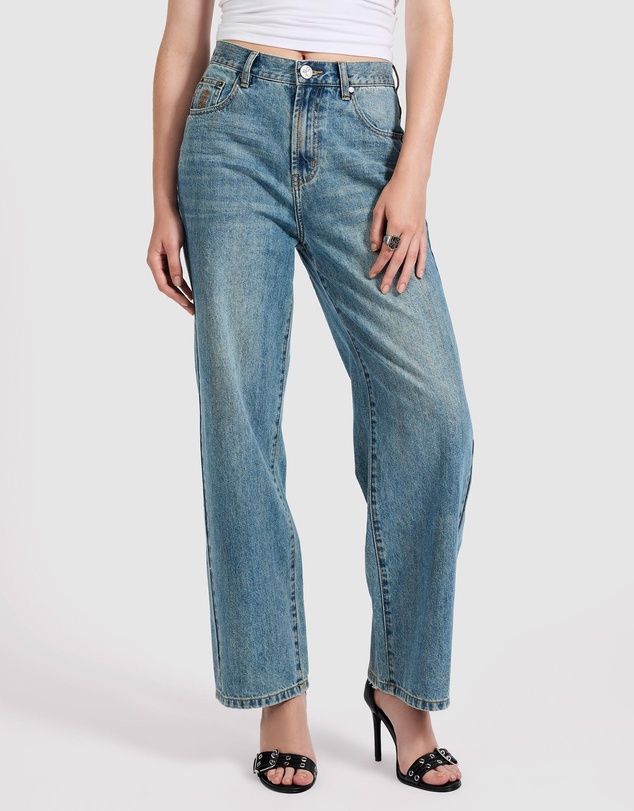 ONE TEASPOON - Baxters Mid Waist Wide Leg Denim Jeans
