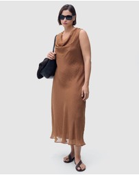 M.N.G - Cleo Draped-Neck Lyocell Dress