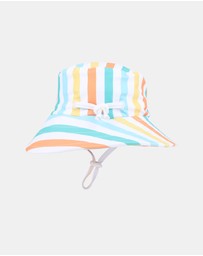 Minihaha - Luca Stripe Swim Hat With Quick Release Neck Tie - Babies-Kids