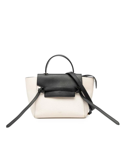 CELINE - Pre-Loved Micro Bicolor Leather Belt Satchel