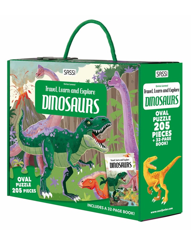 Sassi - Travel Learn Explore Puzzle and Book Set Dinosaurs