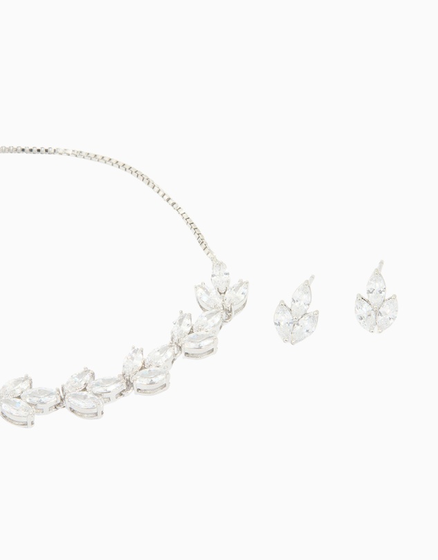 Lovisa - Silver Diamante Vine Toggle Bracelet & Earrings Set